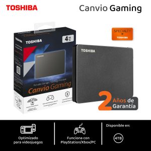 Toshiba Disco Duro Externo 4tb 2.5" Usb 3.0 Canvio Gaming, HDTX140XK3CA