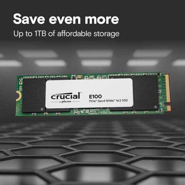 CRUCIAL SSD E100 1TB PCIE GEN4 2280 NVME M.2 - CT1000E100SSD8 - Imagen 3